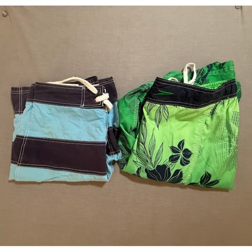 Speedo & Converse Swim Trunks Board Shorts Mens Striped Floral Lot of 2 32X10.